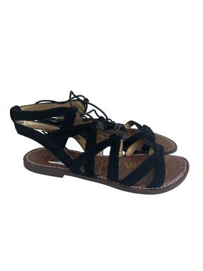 SAM EDELMAN Black Suede Laceup Gladiator Sandals Size 7